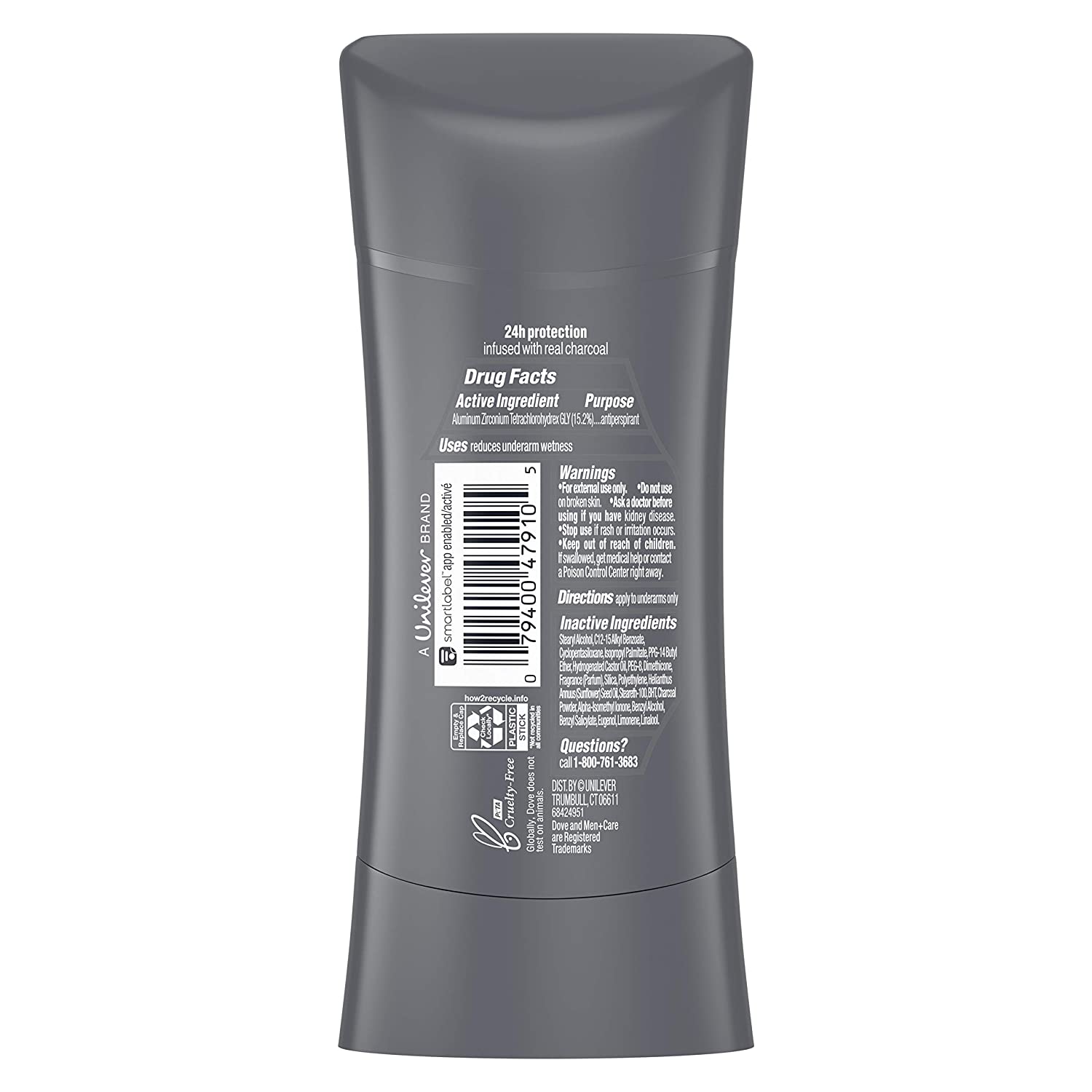 DOVE MEN + CARE Antiperspirant Deodorant Charcoal Natural Inspired Deodorant for Men, 2.6 Ounce (Pack of 4) - Image 2
